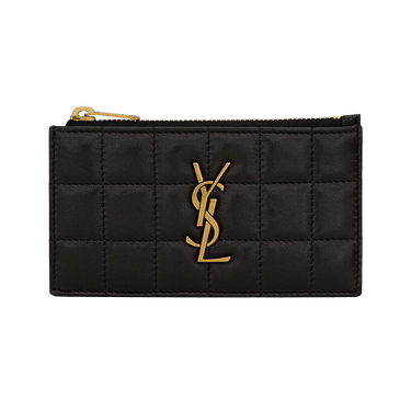 Saint Laurent Cassandre Matelassé Carré Zipped Fragments Card Case 'Nero'