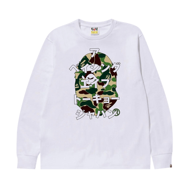BAPE ABC Camo Japanese Letters Long-Sleeve Tee 'White/Green'