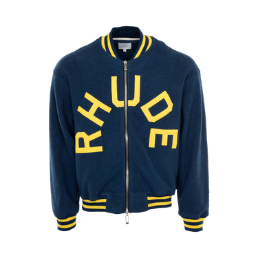 Rhude Oversized Logo Terry Varsity 'Navy/Yellow'