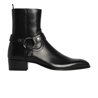 サンローラン SAINT LAURENT HARNESS BOOTS 41.5 wyatt harness boots in smooth leather in Black | Saint Laurent