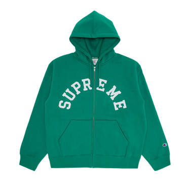 Buy Supreme x Champion Zip Up Hooded Sweatshirt 'Green