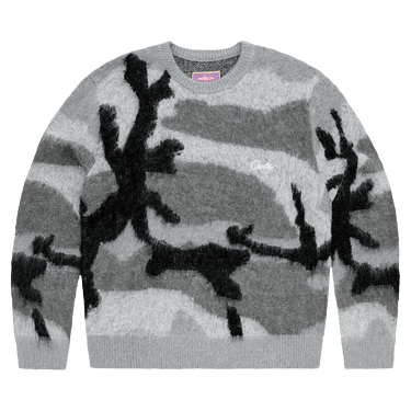 Buy Corteiz Mohair Knit Sweater 'Grey Camo' - 7892