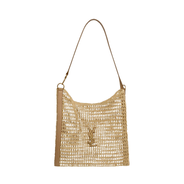 Saint Laurent Raffia Shoulder Bag 'Naturul/Vintage Brown/Gold'