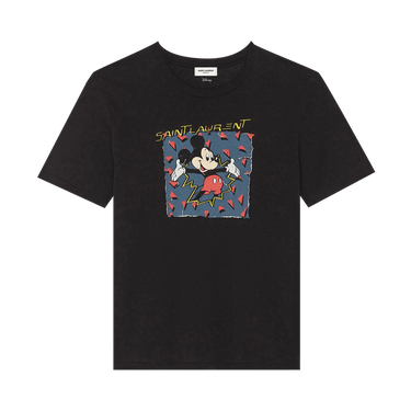 Buy Saint Laurent Mickey Mouse Print T-Shirt 'Noir/Multicolor
