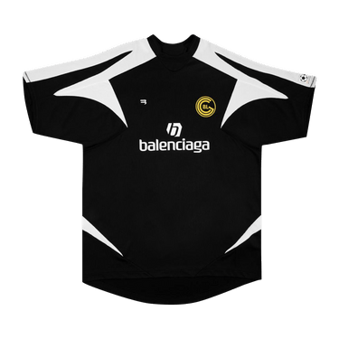 balenciaga サッカーシャツ 黒 Mサイズ 関税・送料込】BALENCIAGA サッカー Tシャツ オーバーサイズ