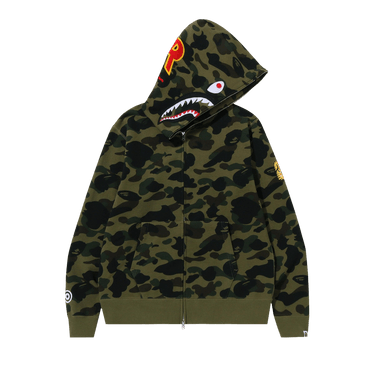 Buy BAPE 1st Camo PONR Shark Full Zip Hoodie 'Green' - 1I80 115