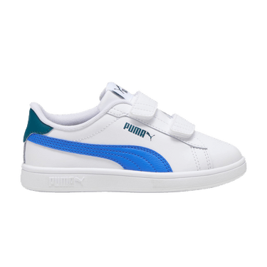 Puma Smash 3.0 Leather Velcro Little Kid 'White Hyperlink Blue Green'