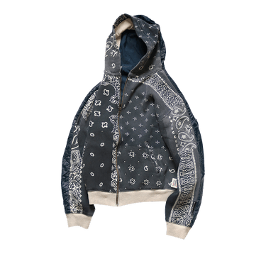 【111】　KAPITAL １ Buy Kapital Half-Quilted Bandana Zip-Up Hoodie 'Black