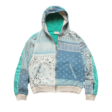 Buy Kapital Half Quilted Bandana Zip Up Hoodie Sax Blue K1910LC111 SAX GOAT