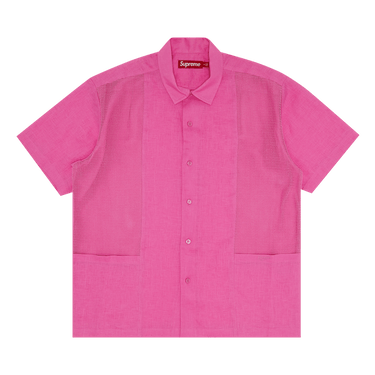 Buy Supreme Mesh Panel Linen Short-Sleeve Shirt 'Pink