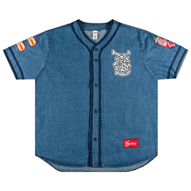Buy Supreme Patches Denim Baseball Jersey 'Denim' - SS21KN39 Buy Supreme Patches Denim Baseball Jersey 'Denim' - SS21KN39