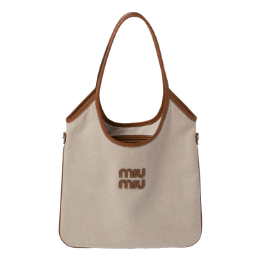 Miu Miu｜ (5BG231 ACRN F062F) Buy Miu Miu Canvas Shopping Bag 'Beige/Brandy' - 5BG231 2CRN