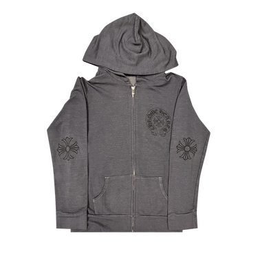 Buy Chrome Hearts USA Flag Zip-Up Hoodie 'Grey' - 1383 100000319UFZU GREY |  GOAT