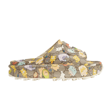 GUCCIシカ皮 Striped canvas bucket hat with embroidery in dark blue and