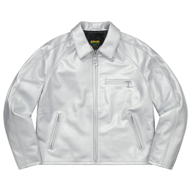 supreme×schott 23ss Buy Supreme x Schott Leather Racer Jacket 'Silver' - SS23J36