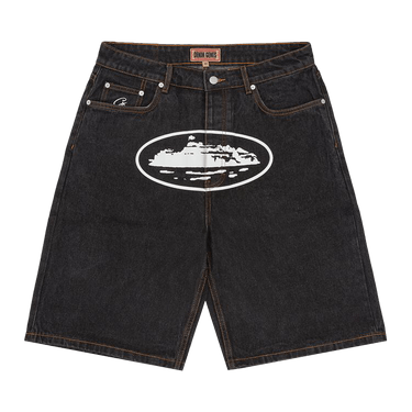 Corteiz Alcatraz Baggy Jean Shorts 'Washed Black'