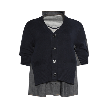 Buy Sacai Denim x Knit Cardigan 'Indigo' - 24 07357 499 | GOAT