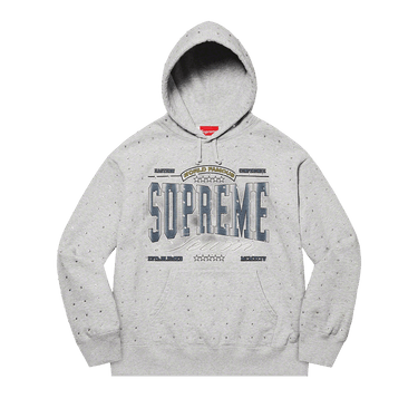 Buy Supreme Rhinestone Hooded Sweatshirt 'Heather Grey' - FW21SW5 Buy Supreme Rhinestone Hooded Sweatshirt 'Heather Grey' - FW21SW5