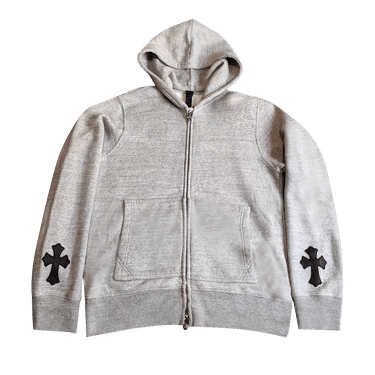 Buy Chrome Hearts Cross Patch Zip-Up Hoodie 'Grey' - 011 052626 | GOAT
