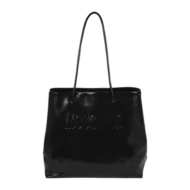 Buy Moschino Logo Embossed Coated Leather Tote Bag 'Black