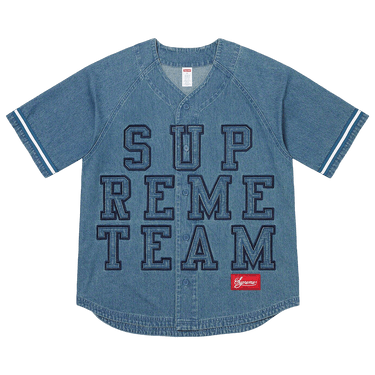 Buy Supreme Denim Baseball Jersey 'Blue' - FW22KN11 BLUE | GOAT