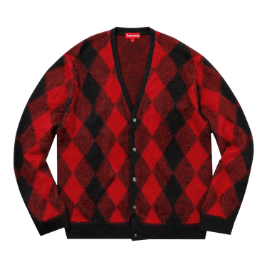 【L】supreme Brushed Argyle Cardigan Buy Supreme Brushed Argyle Cardigan 'Red' - SS180121 RED | GOAT CA