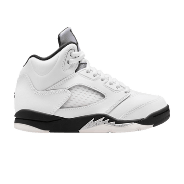 シューズ(男性用) Nike Air Jordan 5 Retro White and Black Air Jordan 5 Retro White Metallic Black (PS) - 440889-110
