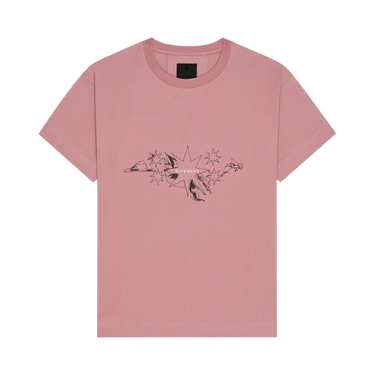 Tシャツ・カットソー GIVENCHY Men T-shirt Pink BM716B3YMG 657 Givenchy Men's College Embroidered Logo T-Shirt in Old Pink