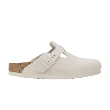 Birkenstock Boston Soft Footbed Suede Leather 'Antique White'