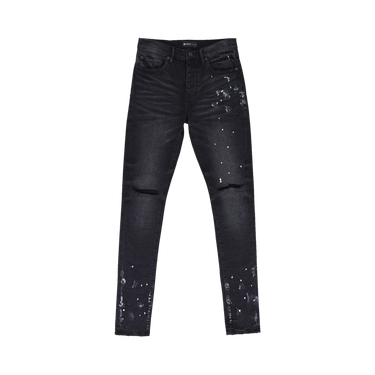 PURPLE BRAND Resin Knee Slit Skinny Jeans 'Black'