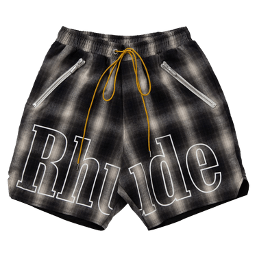 Rhude Plaid Logo Shorts 'Black/Grey'