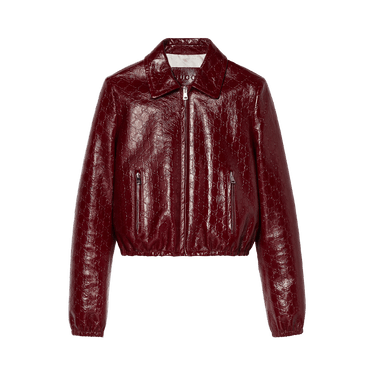 Gucci Embossed Leather Bomber Jacket 'Rosso Ancora'