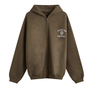 Fear of God Essentials Fleece Full Zip Hoodie 'Brown'