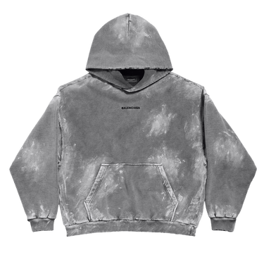 Balenciaga Logo Embroidered Faded Hoodie 'Grey'