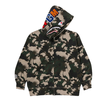 Buy BAPE Map Camo Shark Relaxed Fit Full Zip Hoodie 'Green' - 1L30