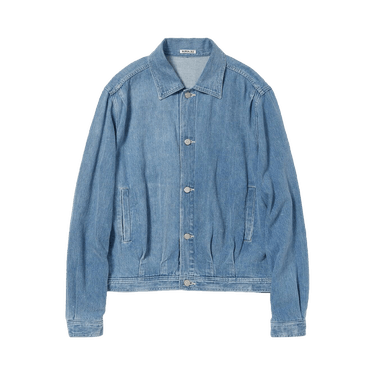 Buy Auralee Selvedge Faded Light Denim Blouson 'Light Indigo