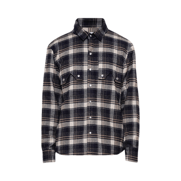 Rhude Flannel Long-Sleeve Overshirt 'Dark Navy/Beige'