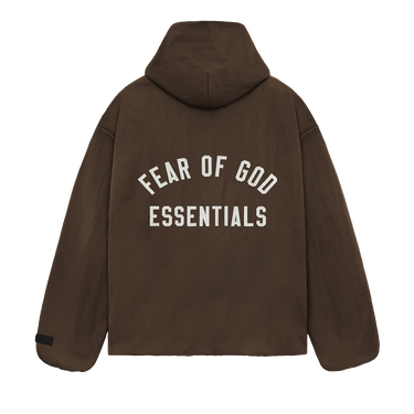 Fear of God Essentials Textured Nylon Hooded Coaches Jacket 'Brown'