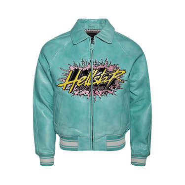 Buy Hellstar Icon Leather Jacket 'Aqua Blue' - HSAJCK1 BLUE | GOAT