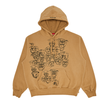 【Light Tan】Overdyed SUPREME Buy Supreme Pitbulls Embroidered Hooded Sweatshirt 'Light