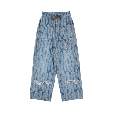 Kapital Magpie Denim With Knee Easy Baggy Pants 'Light Indigo'