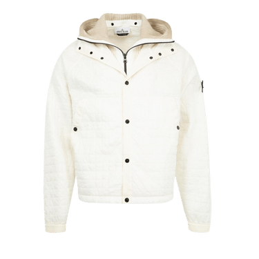 Stone Island Padded Logo Motif Hooded Jacket 'Ivory'