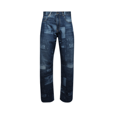 Palm Angels Patterned Wide Leg Jeans 'Medium Blue'