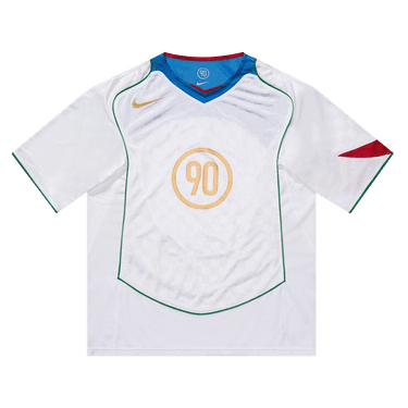 Nike T90 Dri-Fit Soccer Jersey 'White/Italy Blue/Sport Red/Metallic Gold'