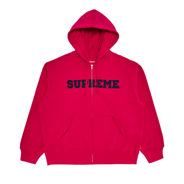 Buy Supreme Collegiate Appliqué Zip Up Hooded Sweatshirt 'Fuchsia