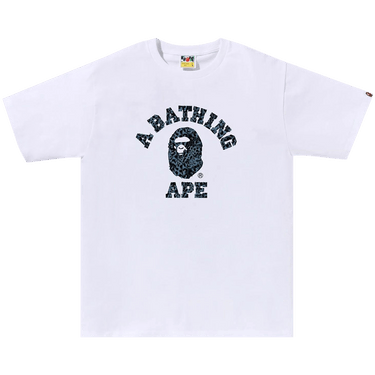 BAPE Wild Leopard Pattern College Tee 'White/Navy'