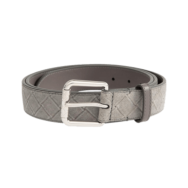 Bottega Veneta Intrecciato Stamp Suede Belt 'Abyss/Silver'