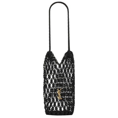 Saint Laurent Cassandre Large Tote In Crochet 'Nero'