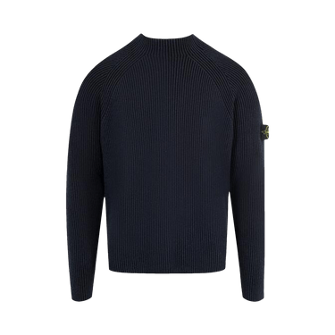 Stone Island Mock Neck Sweater With Vanisé Rib Texture 'Navy Blue'