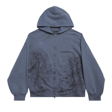 Balenciaga Back Zip Up Hoodie Regular Fit 'Faded Dark Blue/Black'